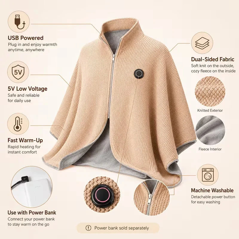 🔥 Christmas Sale — 75% OFF! ❄️ Stay Warm All Winter — Portable Electric Heated Blanket Shawl