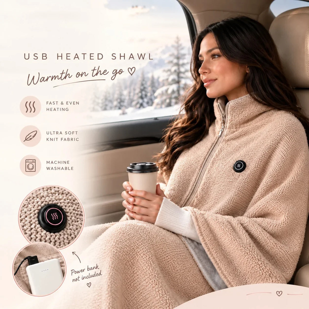 🔥 Christmas Sale — 75% OFF! ❄️ Stay Warm All Winter — Portable Electric Heated Blanket Shawl