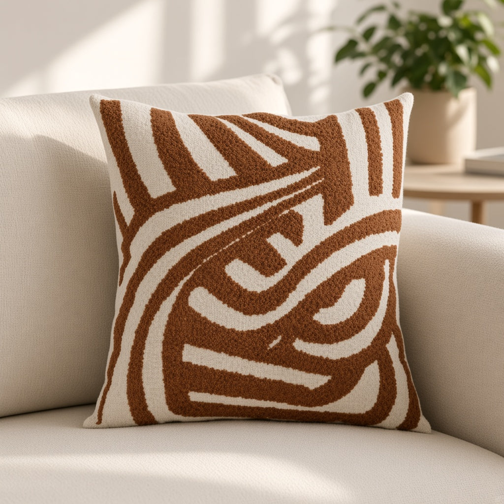 Vintage Style Jacquard Loop Pile Throw Pillow