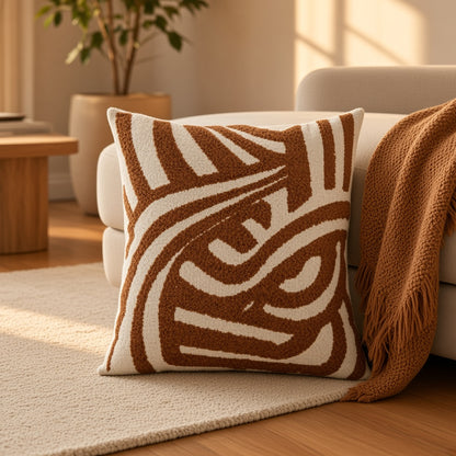 Vintage Style Jacquard Loop Pile Throw Pillow