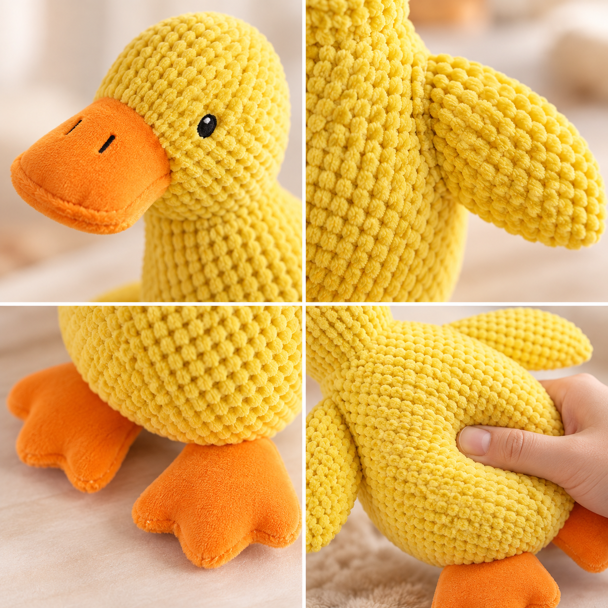 Yellow Duck Sound-Making Plush Dog Toy