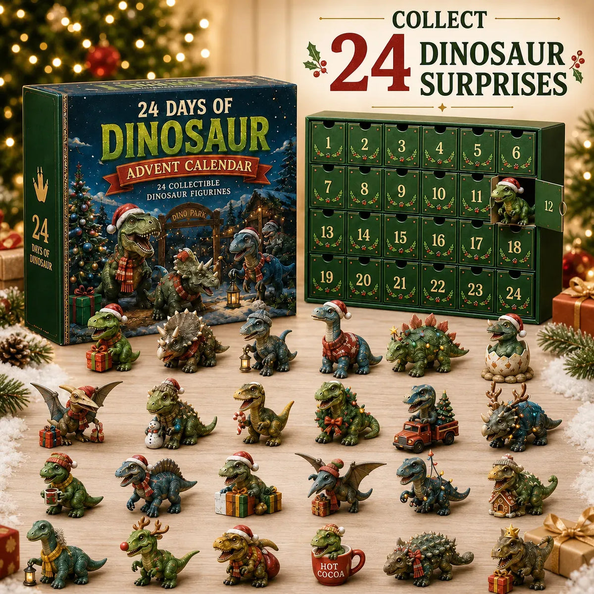 🦖 24 Days of Dinosaur Christmas Advent Calendar 2026 – 24 Collectible Dino Surprises 🎄
