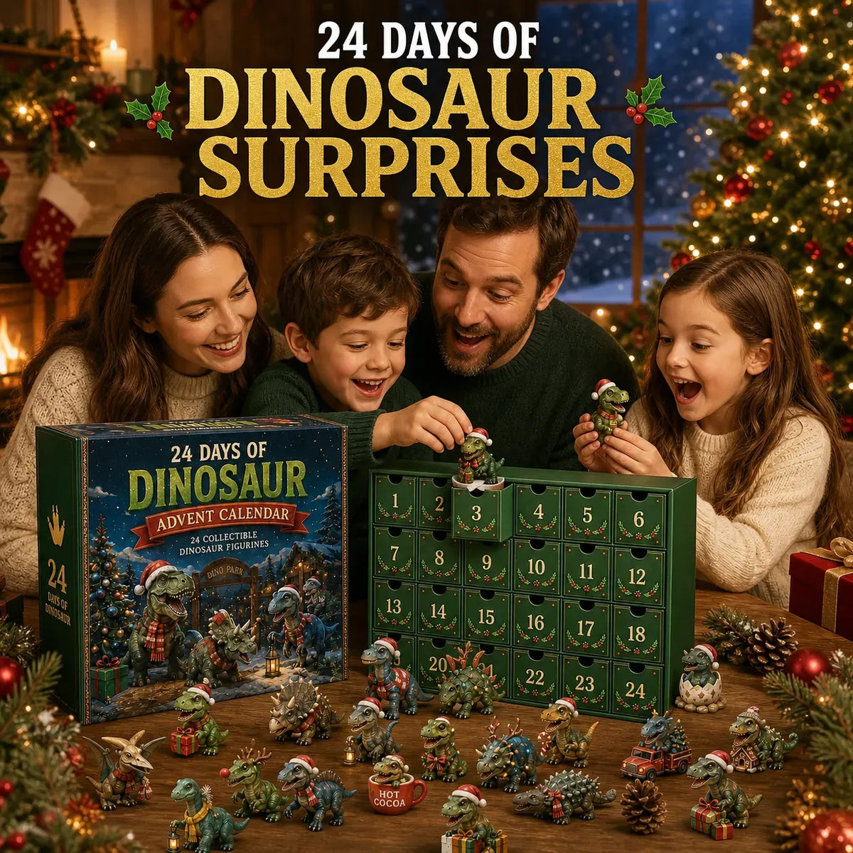🦖 24 Days of Dinosaur Christmas Advent Calendar 2026 – 24 Collectible Dino Surprises 🎄