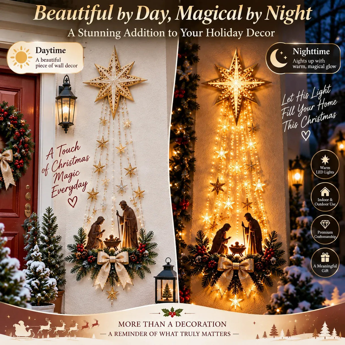 🎄Bethlehem Star of FaithTM – ✝️Lighted Nativity Wall Decor✨