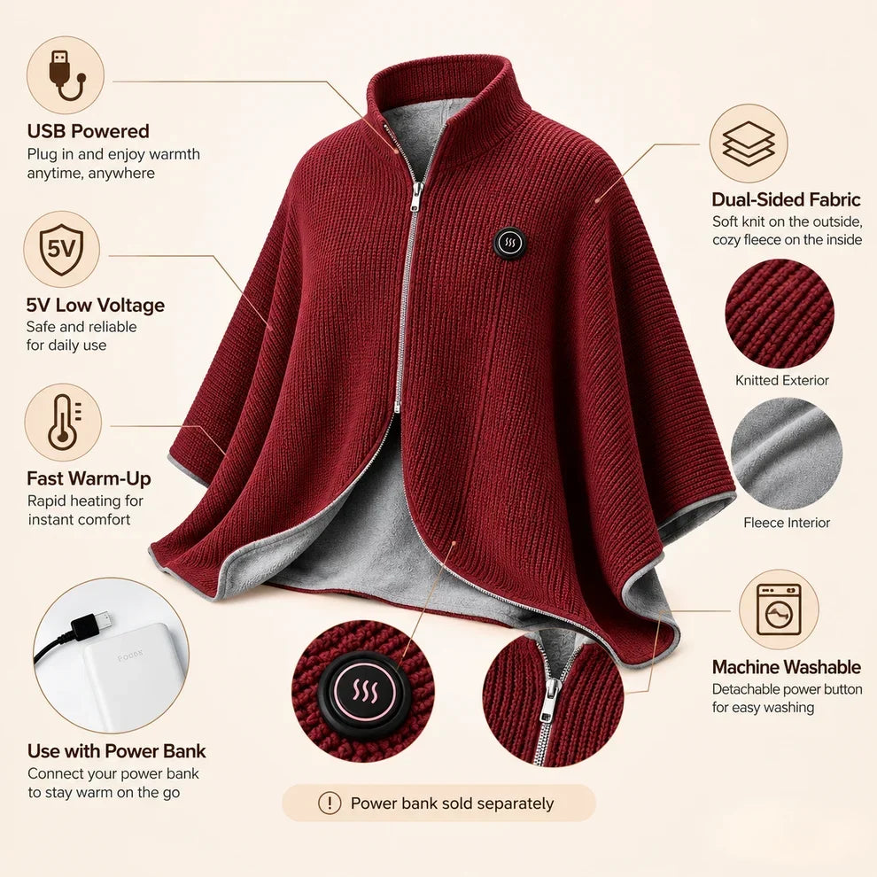 🔥 Christmas Sale — 60% OFF! ❄️ Stay Warm All Winter — Portable Electric Heated Blanket Shawl