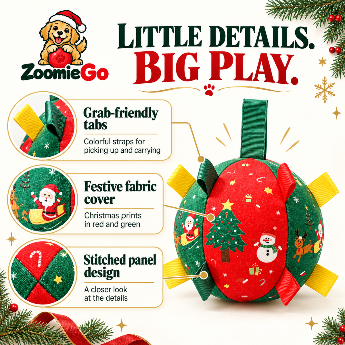 🎄 50% OFF | Christmas Interactive Dog Ball – Bell & Rechargeable Bouncing Toy🎄🐶🐱