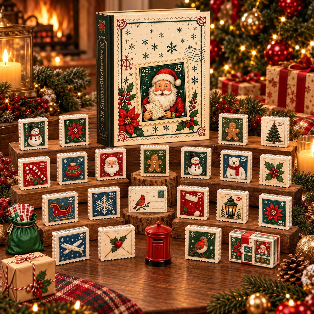 📮 Stamp Your Way to Christmas:  24 DAYS Christmas Stamps Advent Calendar