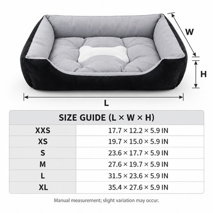 Black &amp; Gray Bolstered Pet Bed with Bone Cushion
