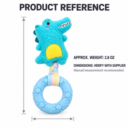 Crocodile Squeaky Plush and TPR Ring Dog Toy