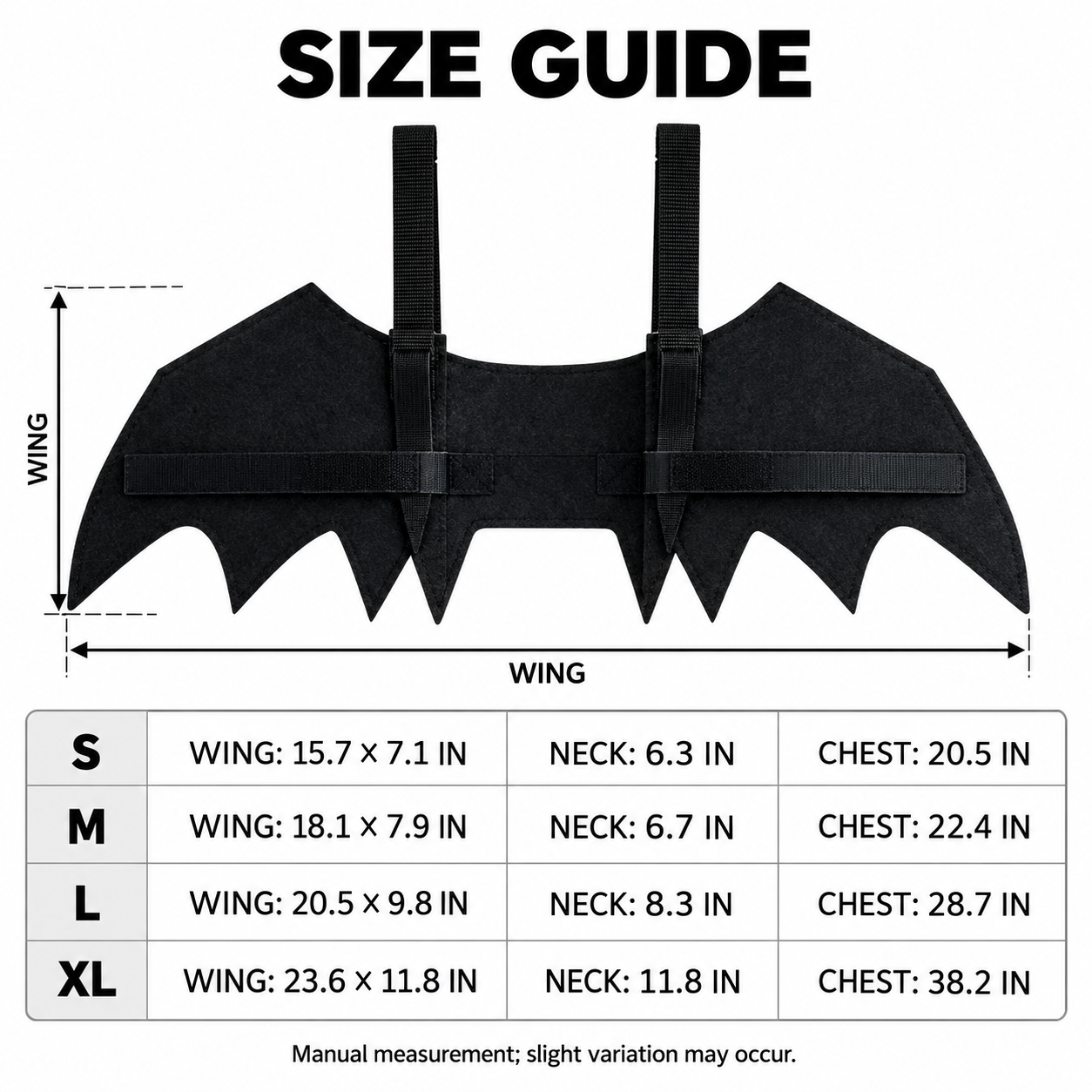 Black Felt Bat Wings for Pets