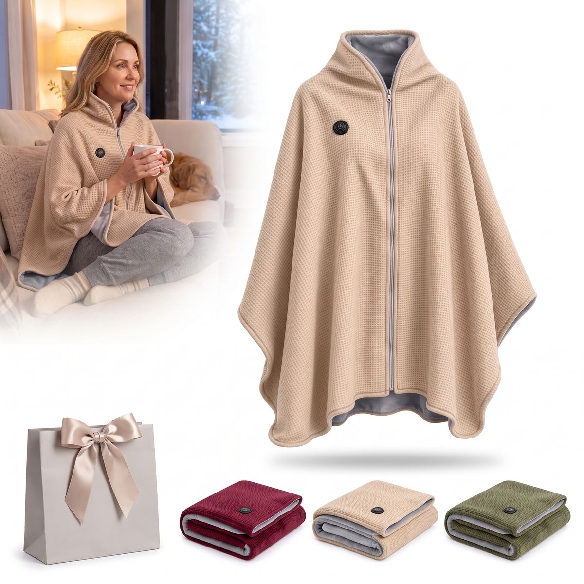 🔥 Christmas Sale — 60% OFF! ❄️ Stay Warm All Winter — Portable Electric Heated Blanket Shawl