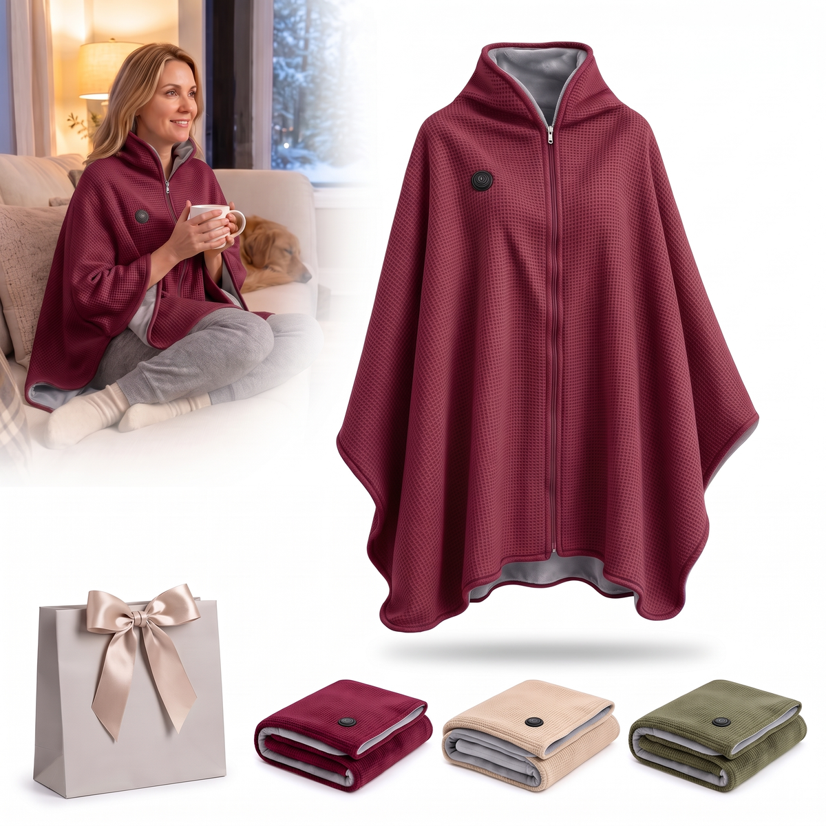 🔥 Christmas Sale — 60% OFF! ❄️ Stay Warm All Winter — Portable Electric Heated Blanket Shawl