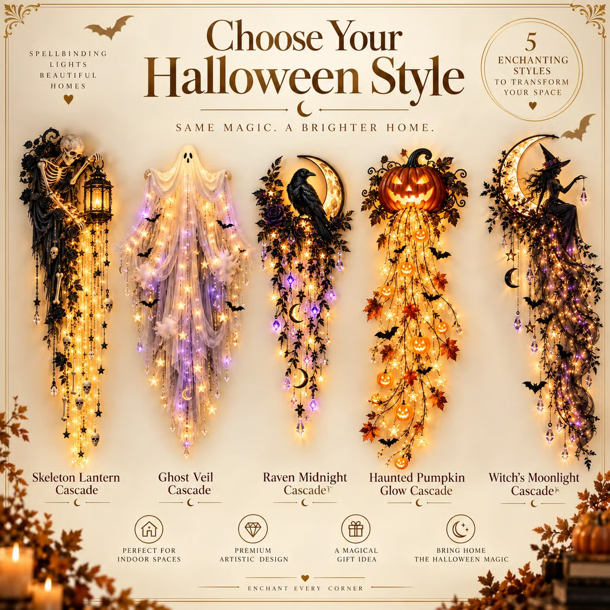 ✨Last Day 60% OFF✨Elegant Halloween Cascade Wall Light Collection